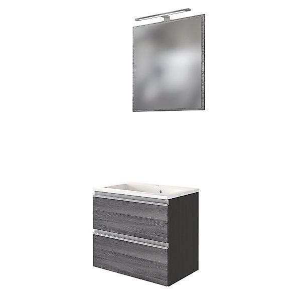 Held Möbel 2-tlg Gäste-Waschtisch-Set Neapel 60 cm Eiche Rauchsilber-Graphi günstig online kaufen
