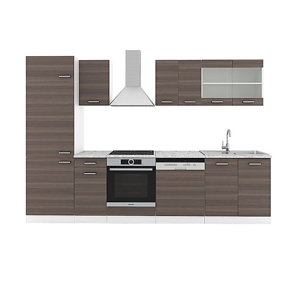 Vicco R-Line Küche Edelgrau/Weiß 300 cm AP Marmor günstig online kaufen