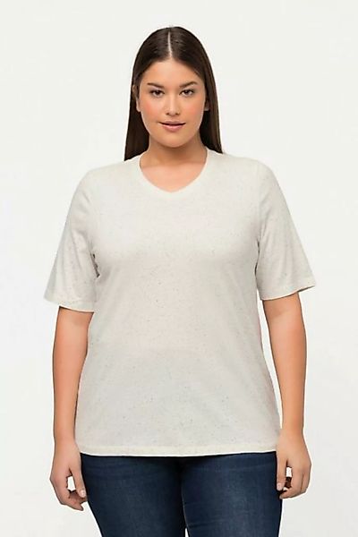 Ulla Popken Rundhalsshirt T-Shirt Noppen V-Ausschnitt Halbarm günstig online kaufen