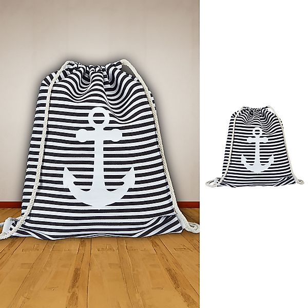 CEPEWA Turnbeutel Matchbeutel Anker maritim schwarz günstig online kaufen
