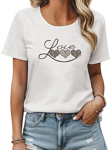 PYL Kurzarmshirt Damen Sommershirt Kurzarm mit Liebe Ausgefallene Tees Bequ günstig online kaufen