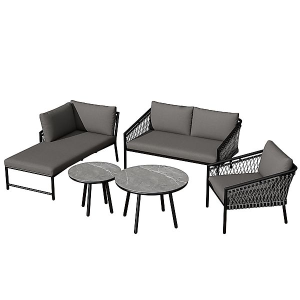 Garten Lounge Set, Modernes Outdoor Sofa Set mit Handgewebtem Seil und Gehä günstig online kaufen