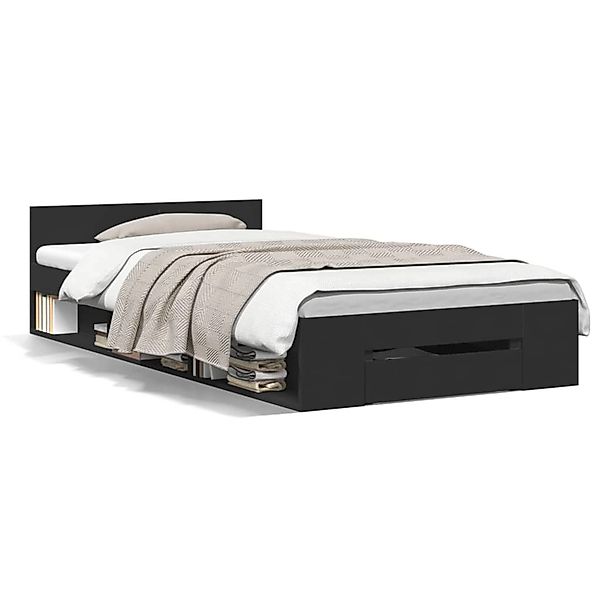 vidaXL Bettgestell mit Schublade Schwarz 75x190 cm Holzwerkstoff 3280805 günstig online kaufen