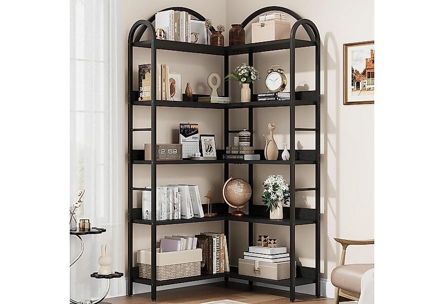 GarveeMore Bücherregal Gewölbtes,Eckbücherregal,L-förmiges Bücherregal,MDF, günstig online kaufen