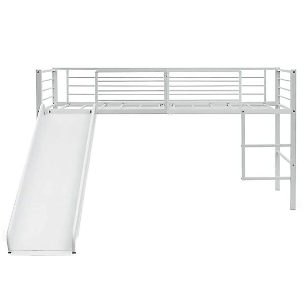 Costway Hochbett mit Rutsche und Leiter mit Lattenrost Metall Weiß günstig online kaufen