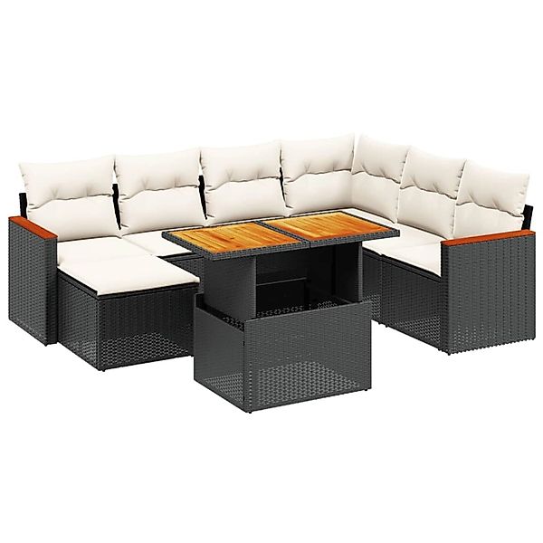 vidaXL 8-Tlg Garten-Sofagarnitur mit Kissen Schwarz Poly Rattan 3273191 günstig online kaufen