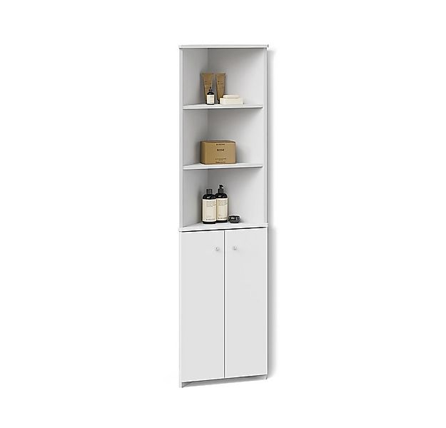 Livinity® Hochschrank Fucino, Weiß/Weiß, 52 x 175 cm Eckschrank mit 2 Türen günstig online kaufen