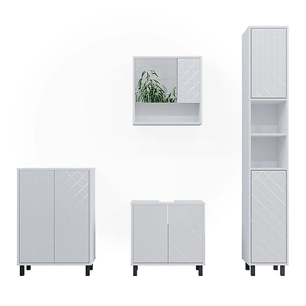 Vicco Badmöbel-Set Agasta, Weiß Hochglanz, 4 günstig online kaufen