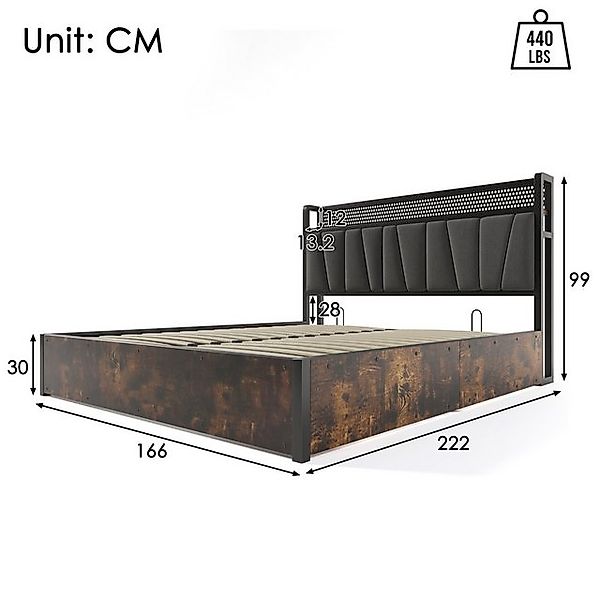 STILVORA Polsterbett 160×200cm Polsterbett Metallbett mit LED,Doppelbett mi günstig online kaufen