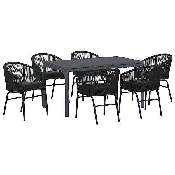 vidaXL Garten Essgruppe 7-Tlg Schwarz Poly Rattan 3378824 günstig online kaufen