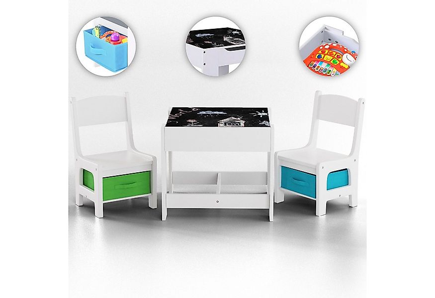 Baby Vivo Kindersitzgruppe multifunktionaler Tisch 2 Stühle aus Holz - Max günstig online kaufen