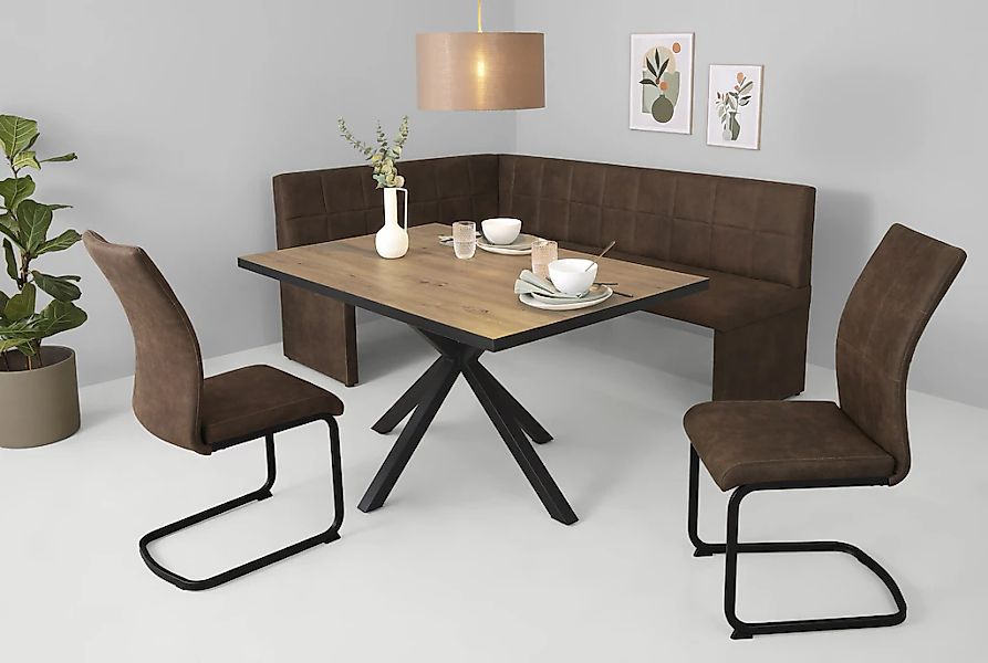 HELA Essgruppe "SPREE" 4 Stk. tlg. Esstisch 140x90 cm mit Dickkante, Microf günstig online kaufen