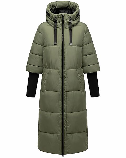 Navahoo Steppmantel "Ciao Miau XIV" Langer Wintermantel mit Rippstrickärmel günstig online kaufen