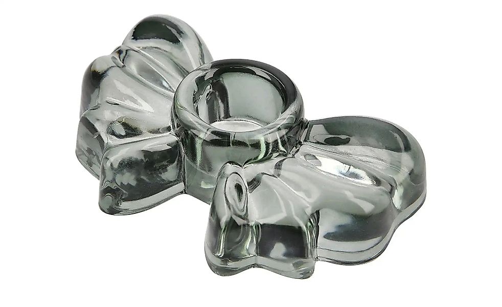 Kerzenhalter Schleife   ¦ grau ¦ Glas ¦ Maße (cm): B: 9,5 H: 2,5 T: 6.5 Acc günstig online kaufen