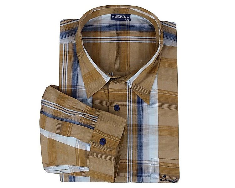 Lucky Star Langarmhemd Langarmhemd kariert von Lucky Star in ocker-hellblau günstig online kaufen