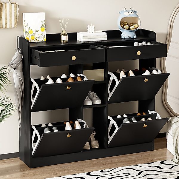 Merax Schuhschrank mit 4 Klapptüren, 2 günstig online kaufen