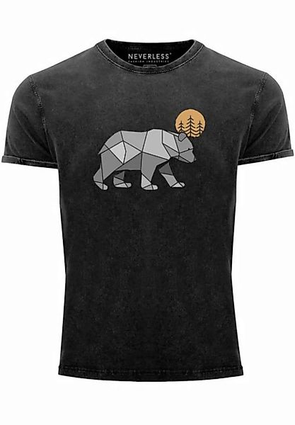 Neverless Print-Shirt Herren Vintage Shirt Polygon Bär Mond Outdoor Wandern günstig online kaufen