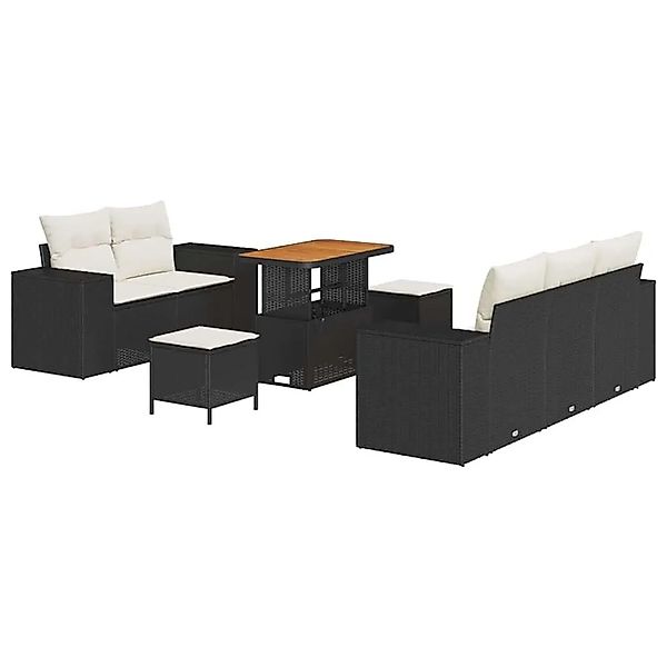 vidaXL Gartensofa-set mit Kissen 8-Tlg Schwarz und Creme Poly-Rattan 336390 günstig online kaufen