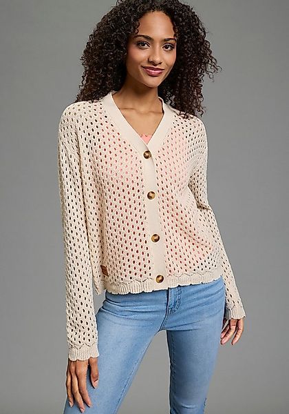 KangaROOS Ajourstrickjacke casual Stil, Langarm, bequeme Passform, Ajourstr günstig online kaufen