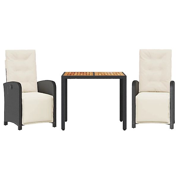 vidaXL 3-Tlg Bistro-Set mit Kissen Schwarz Poly Rattan 3212468 günstig online kaufen