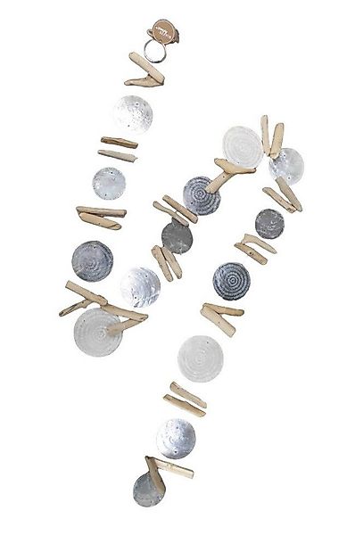 Deko-Impression Dekohänger Girlande Windspiel Treibholz Perlmutt Grau-und N günstig online kaufen