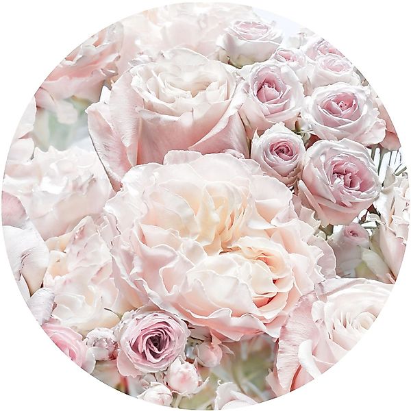 Komar Selbstklebende Runde Tapete Pink And Cream Roses Hellrosa Ø 125 cm 61 günstig online kaufen