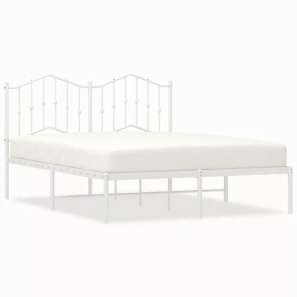 vidaXL Bett Bettgestell mit Kopfteil Metall Weiß 135x190 cm günstig online kaufen