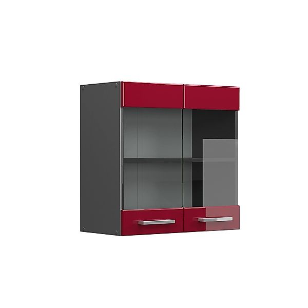 Vicco Glashängeschrank R-Line, Rot Hochglanz/Anthrazit, 60 cm günstig online kaufen