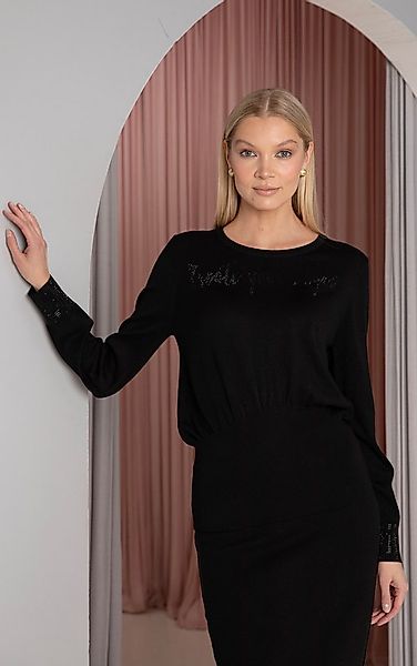 Passioni Strickpullover mit breitem Bund und Strassdetail günstig online kaufen