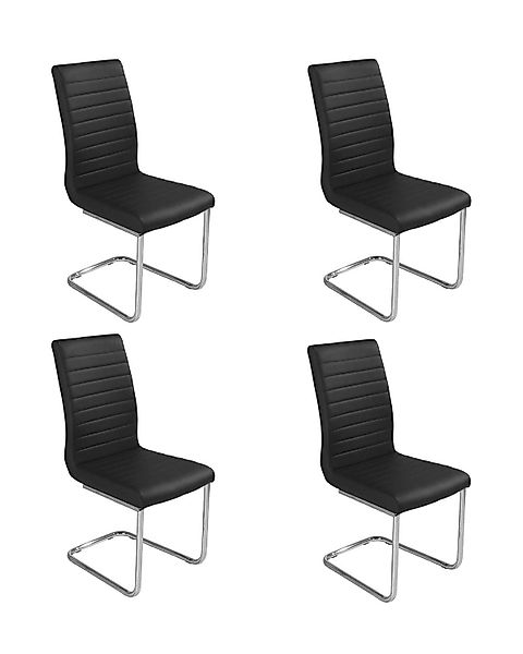 Home4You Freischwinger Schwingstuhl 4er Set, Schwarz, günstig online kaufen
