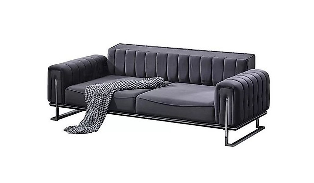 JVmoebel Sofa Luxus Grau Dreisitzer Sofa Couch Wohnzimmer Chesterfield Sitz günstig online kaufen