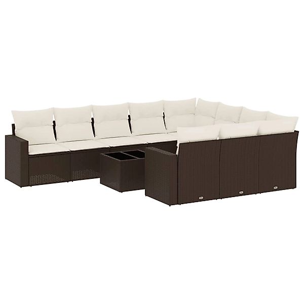 vidaXL 11-Tlg Garten-Sofagarnitur mit Kissen Braun Poly Rattan 3219493 günstig online kaufen
