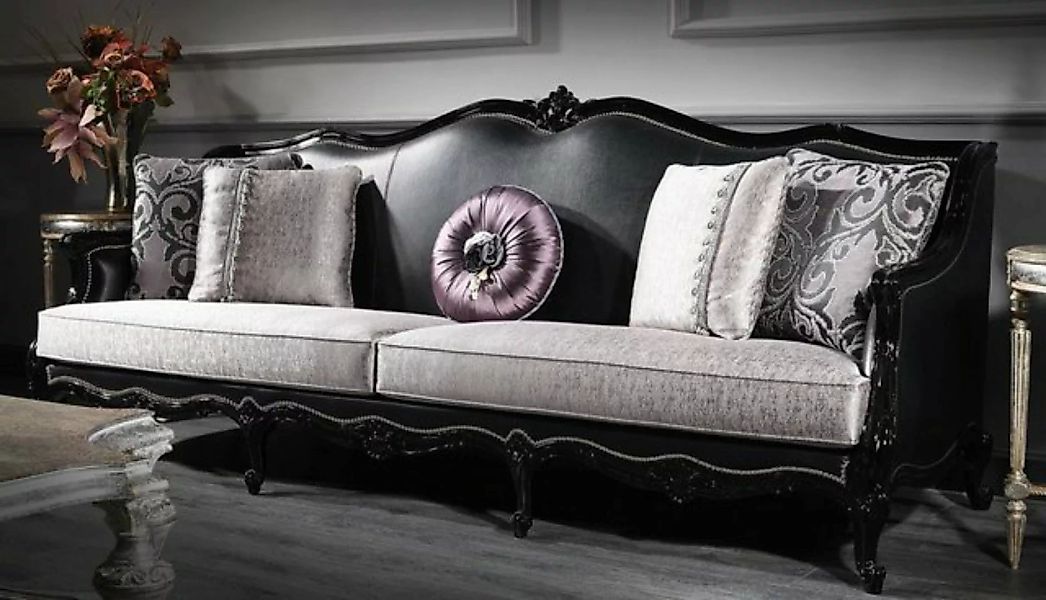 Casa Padrino Sofa Luxus Barock Wohnzimmer Sofa Silber / Schwarz 260 x 90 x günstig online kaufen