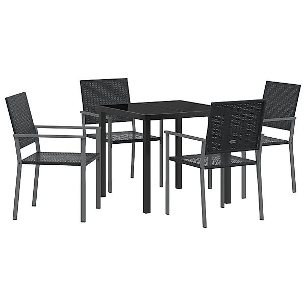 vidaXL Garten Essgruppe 5-Tlg Schwarz Poly Rattan 3379080 günstig online kaufen