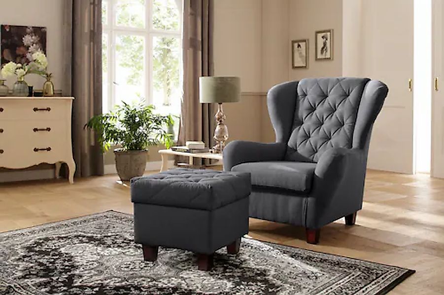 Home affaire Ohrensessel »Alexandra«, incl. Hocker, mit Steppung, in vielen günstig online kaufen