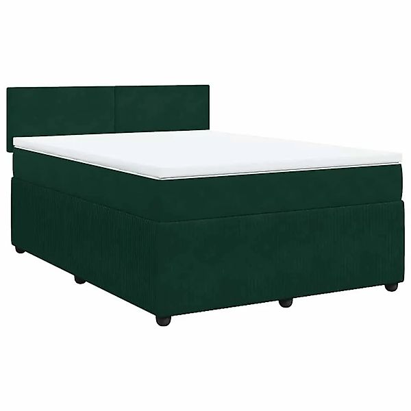 vidaXL Boxspringbett mit Matratze Dunkelgrün 140x190 cm Samt 3290031 günstig online kaufen