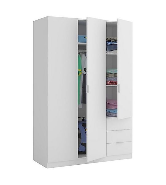 freiraum Kleiderschrank LC-180 3 Schübe, in Weiß - 121x180x52 (BxHxT) günstig online kaufen