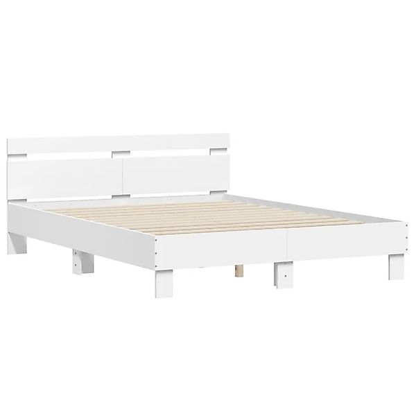 vidaXL Bettgestell mit Kopfteil Weiß 140x200 cm Holzwerkstoff 3207420 günstig online kaufen