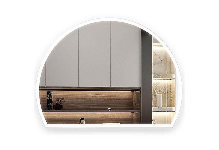 Aica Sanitär Badspiegel Wandspiegel 3/4 Rund Badezimmerspiegel dimmbar, Mem günstig online kaufen