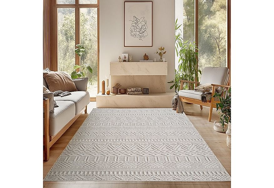 SIMPEX24 Designteppich Einfarbig Boucle Loop, Rechteckig, Höhe: 7 mm, Teppi günstig online kaufen