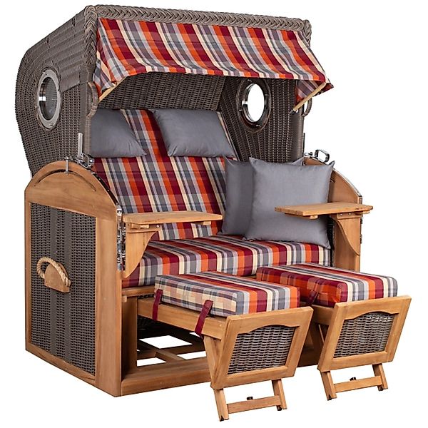 GarWoh Strandkorb Horum XL Teak PE Grey Dessin 584 günstig online kaufen