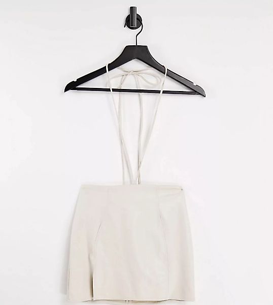 ASYOU – Minirock aus PU in Weiß mit Taillenband günstig online kaufen