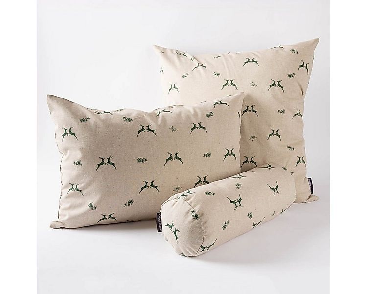 SCHÖNER LEBEN. Dekokissen Kissenhülle Hirsch Edelweiß natur grün div. Größe günstig online kaufen