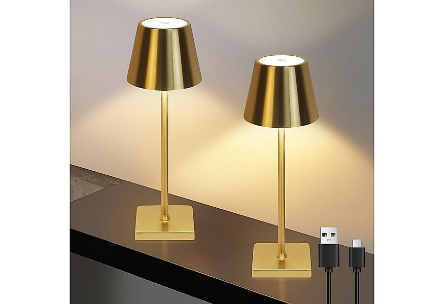 ZMH LED Tischleuchte Kabellos 3 Farbtemperatur Gold Vintage Nachttischlampe günstig online kaufen