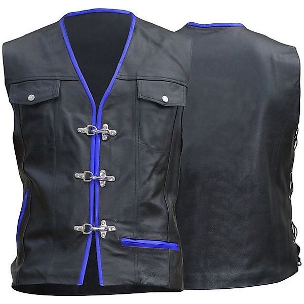 German Wear Motorradweste GW686 blue Motorrad Lederweste Biker Motorradwest günstig online kaufen