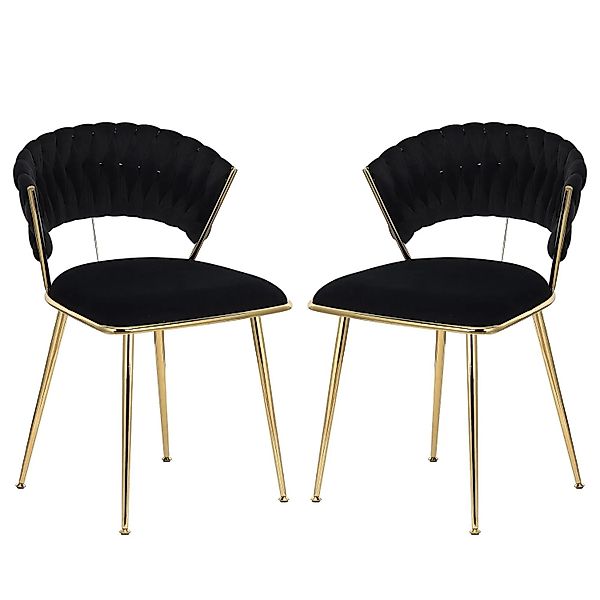 PXloue 2er Set Esszimmerstuhl Polsterstuhl in Schwarz Küchenstuhl Wohnzimme günstig online kaufen