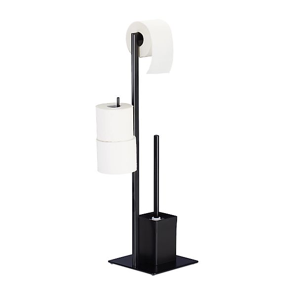 relaxdays Badezimmer-Set WC Garnitur in Schwarz günstig online kaufen