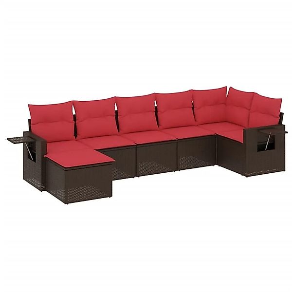 vidaXL 7-Tlg Gartensofa-Set mit Kissen Braun Polyrattan 3220483 günstig online kaufen