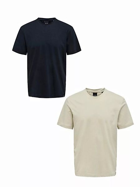 ONLY & SONS T-Shirt T-Shirt 2er-Set Rundhals Kurzarm (1-tlg) 7642 in Dunkel günstig online kaufen