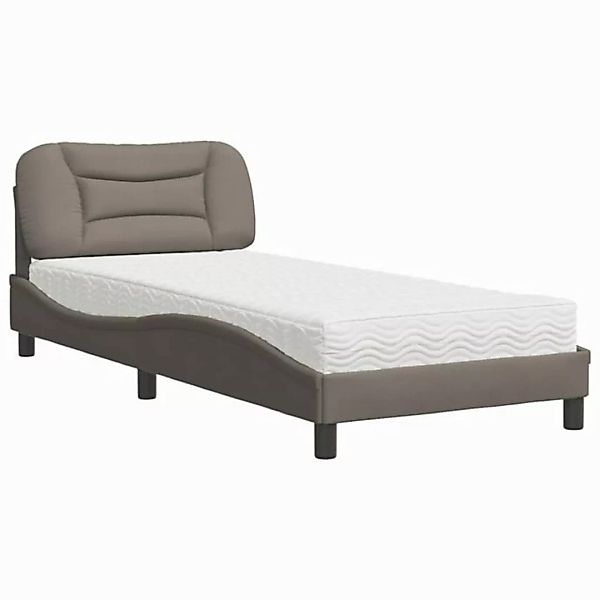 vidaXL Bettgestell, Bett mit Matratze Taupe 80x200 cm Stoff günstig online kaufen